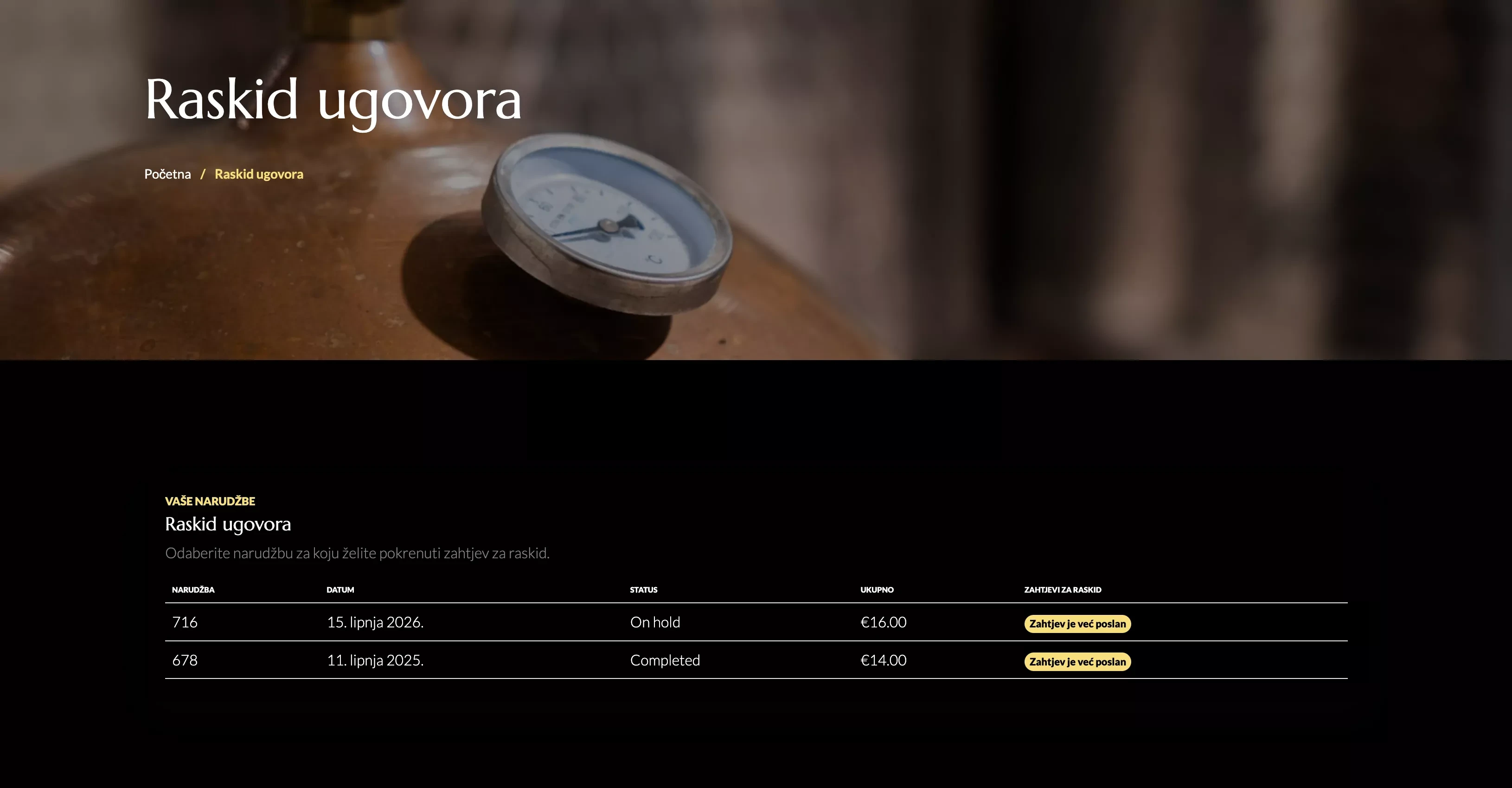 Croatian distillery website, first view