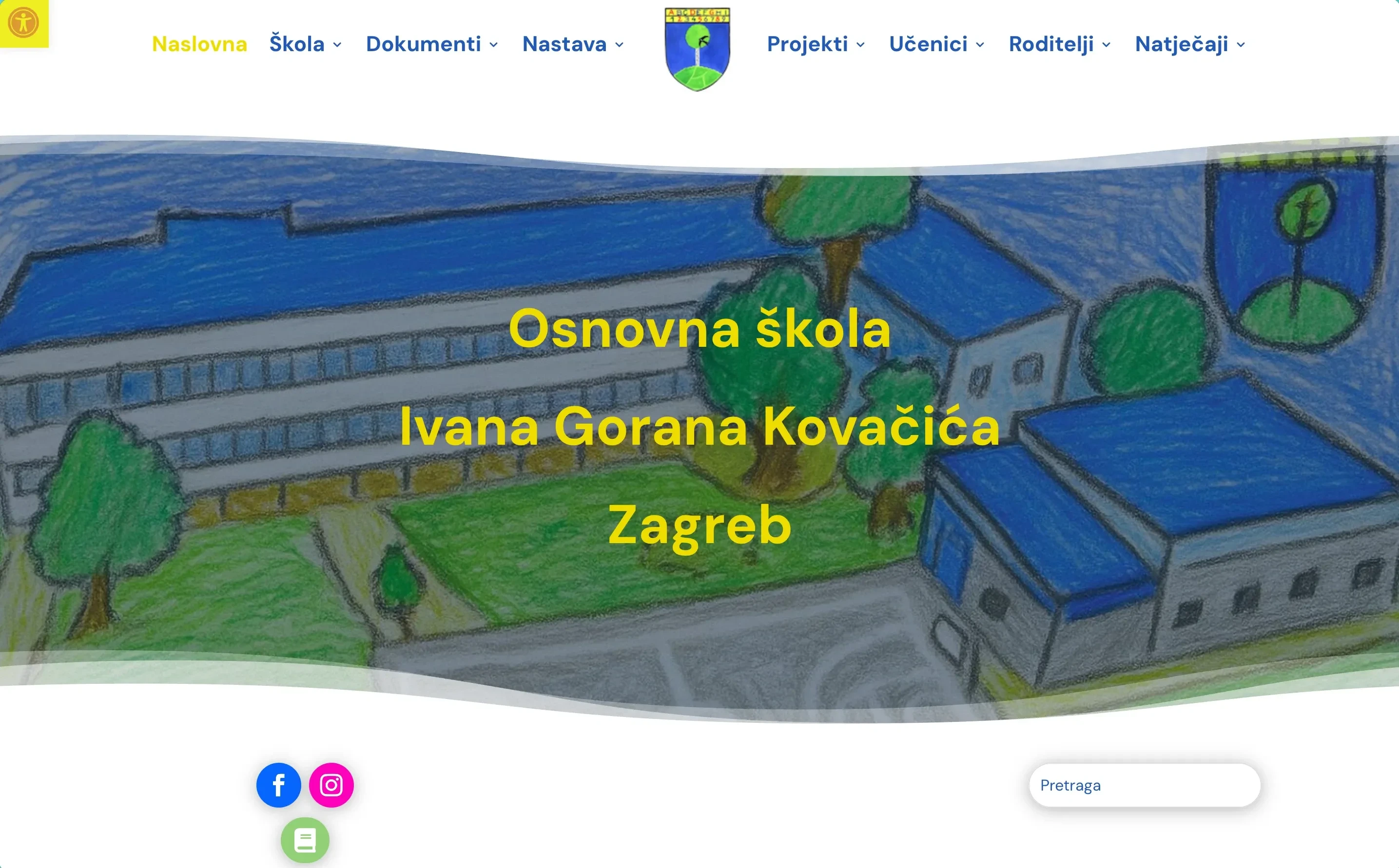 Primary School Ivana Gorana Kovačića website, view 1