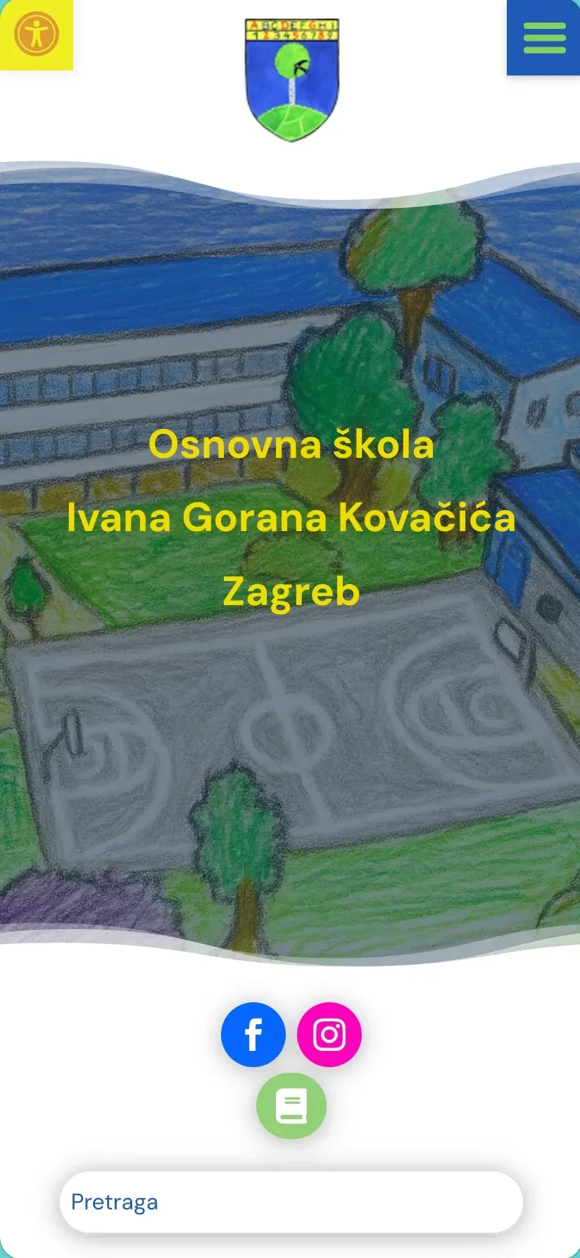 Primary School Ivana Gorana Kovačića website, view 1