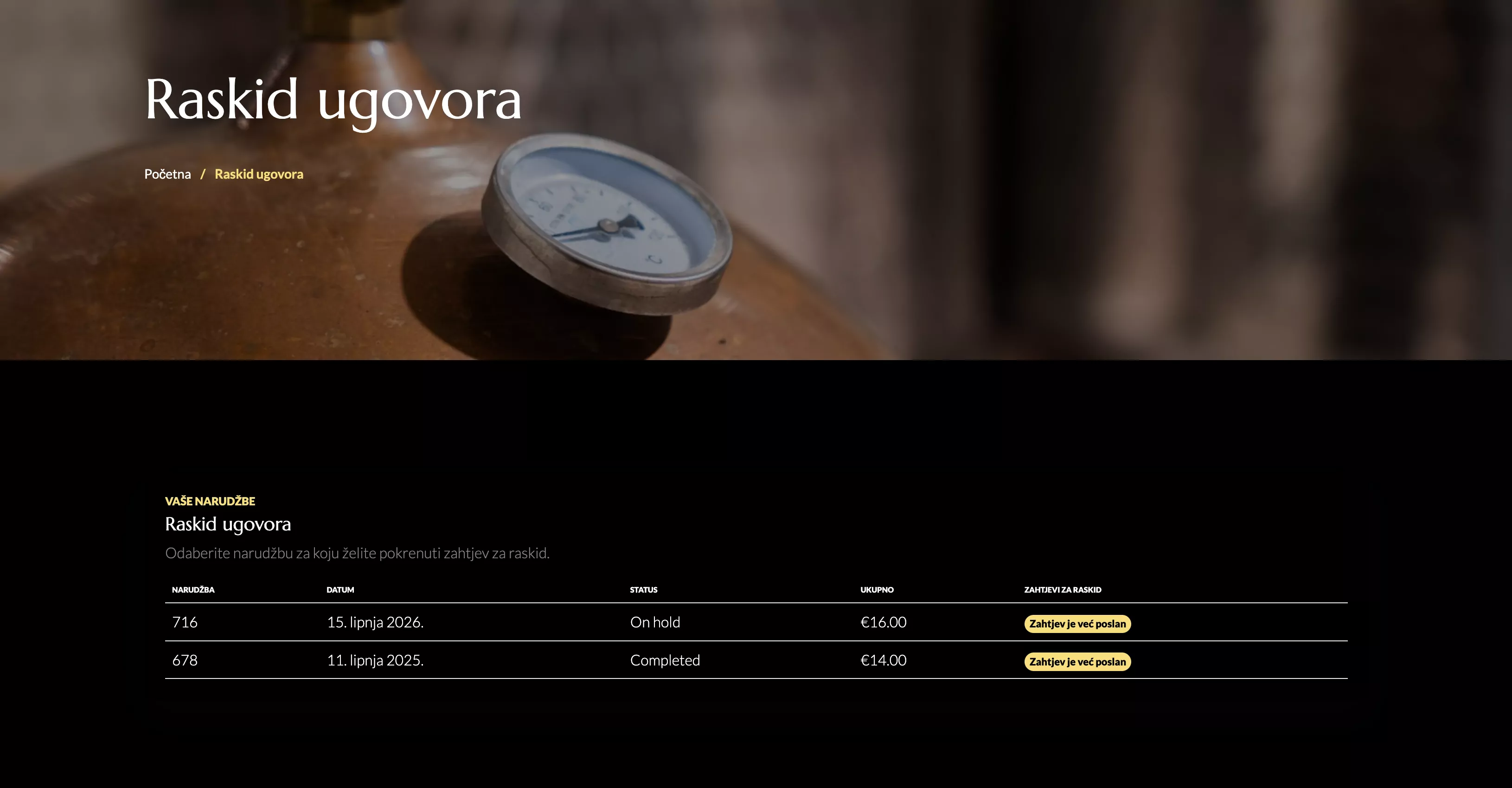 Croatian distillery website, first view